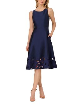 Adrianna Papell Adrianna Papell Sleeveless Taffeta Cutwork Fit And Flare Dress