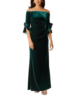 Adrianna Papell Adrianna Papell Stretch Velvet Off-the-Shoulder Gown