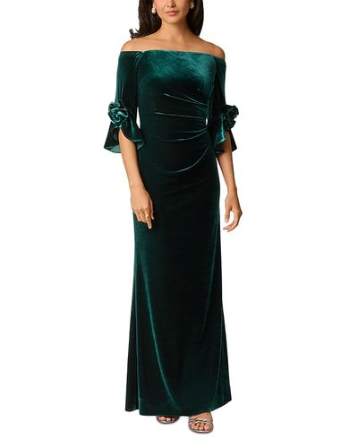 Adrianna Papell Adrianna Papell Stretch Velvet Off-the-Shoulder Gown