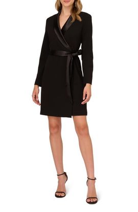 Adrianna Papell Adrianna Papell Tux Long Sleeve Crepe Faux Wrap Dress
