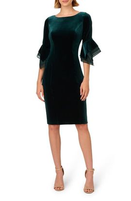 Adrianna Papell Adrianna Papell Velvet Bell Sleeve Sheath Dress