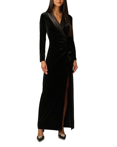 Adrianna Papell Adrianna Papell Velvet Long Sleeve Tuxedo Gown