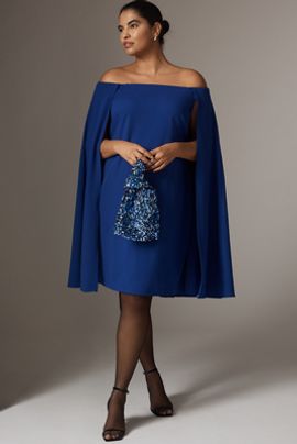Adrianna Papell Off-Shoulder Mini Cape Dress