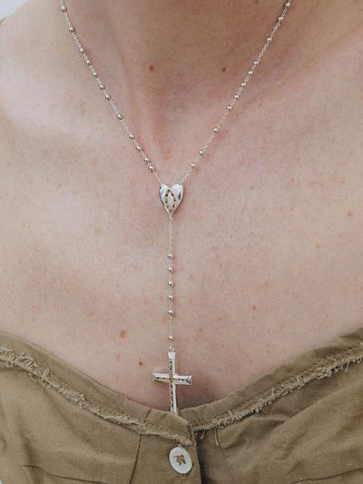 ae Cross Heart Necklace_Silver