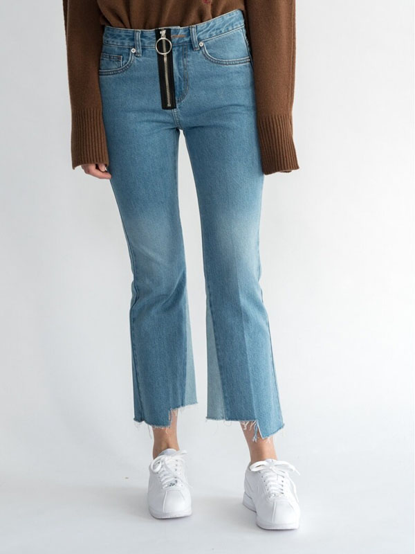 AEER Boots Cut Front Zip Denim_Blue