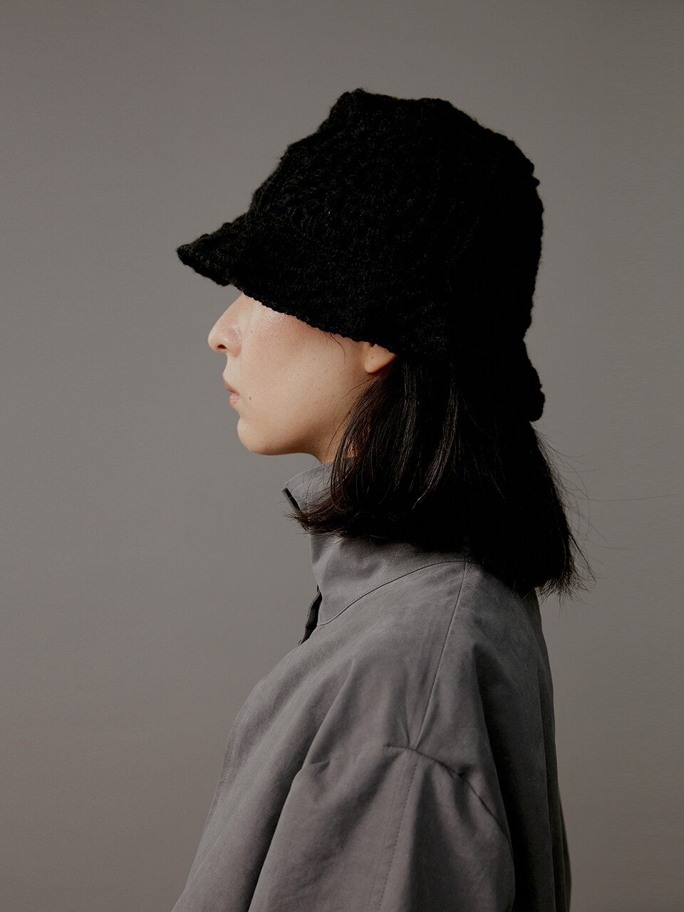 AEER Bucket Hat Crochet Vintage Hand Made Natural Black
