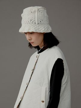 AEER Bucket Hat Crochet Vintage Hand Made White