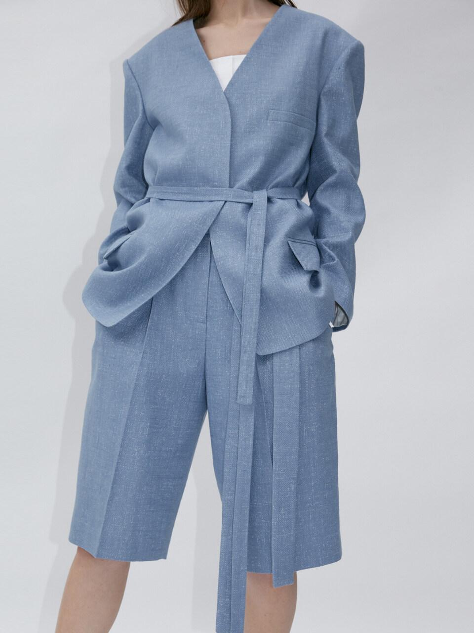 AEER Collarless S Jacket Blue