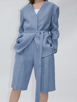AEER Collarless S Jacket Blue