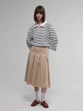 AEER Cotton Pleats Skirt_Beige