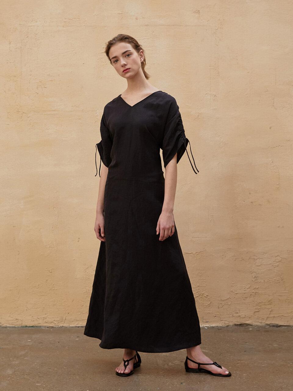 AEER Dress Sleeve Shirring Black
