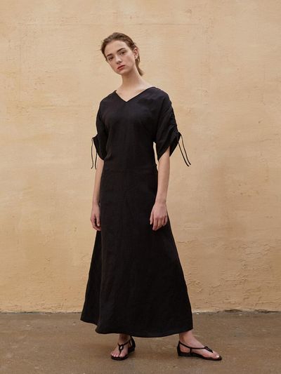 AEER Dress Sleeve Shirring Black