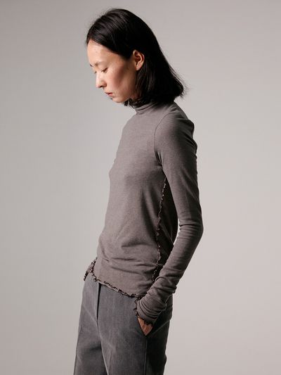 AEER Fit S Mid Edge Colored T-Shirts Blouse_Light Brown