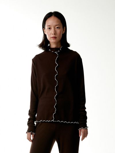 AEER Fit S Mid Edge Colored T-Shirts Blouse_Mud Brown