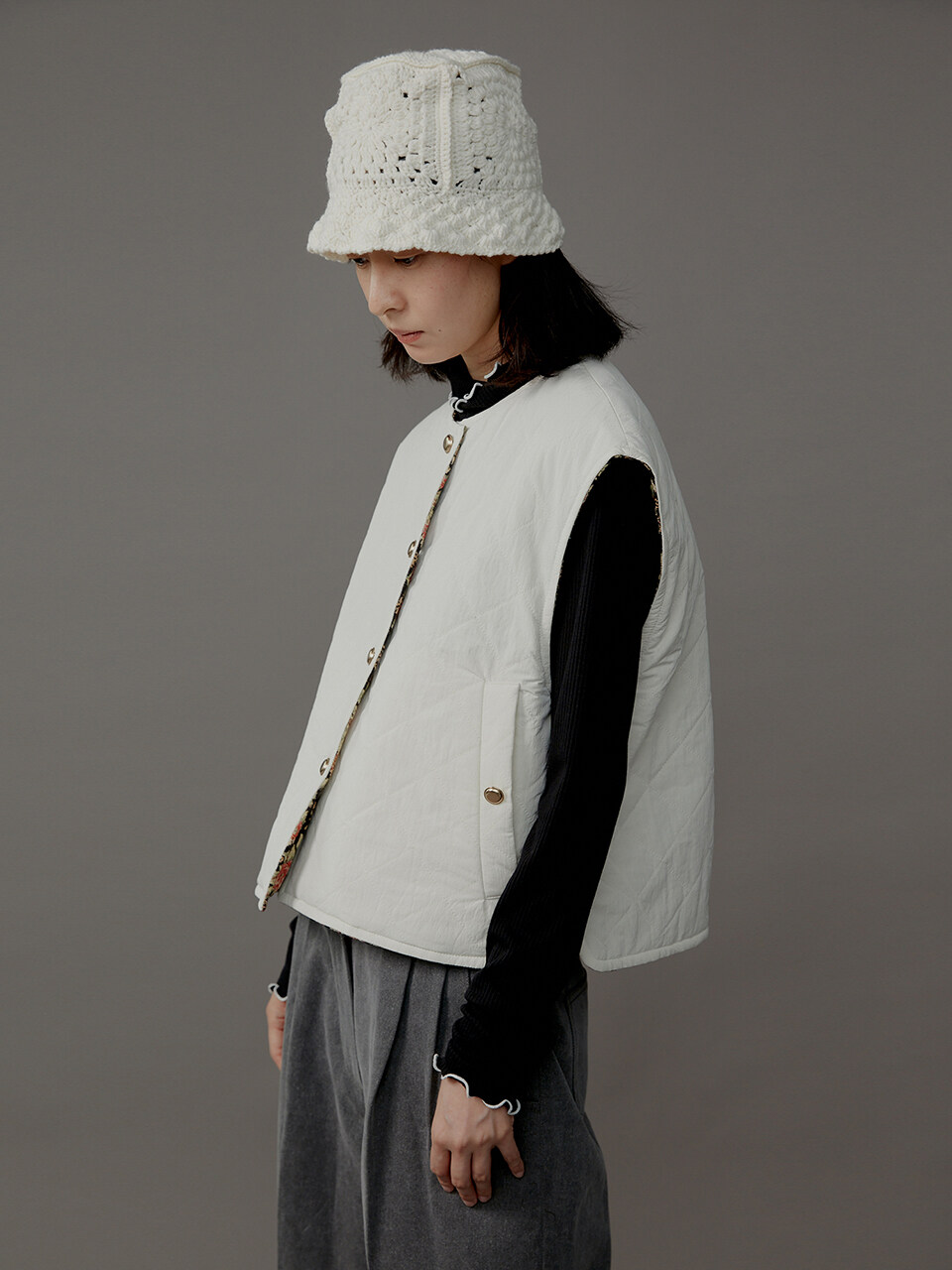 AEER Nostalgic Flower Reversible Padding Vest