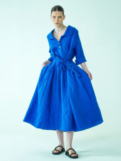 AEER Pleated Polo Dress_Sunny Blue