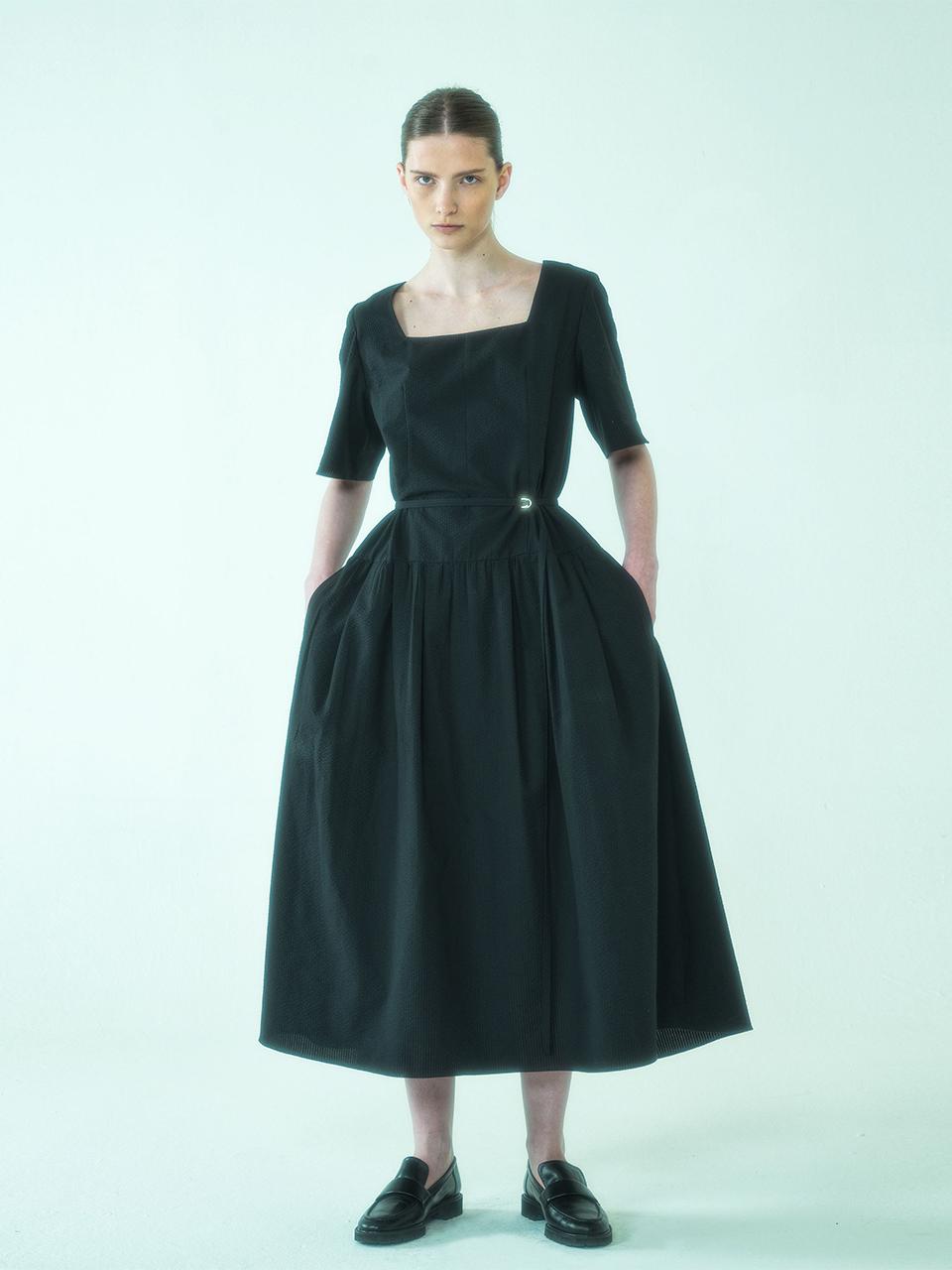 AEER Seersucker Dress_Black