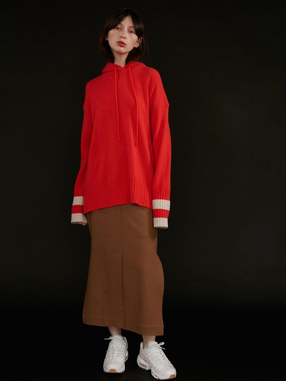 AEER Skirt H Line Banding Camel