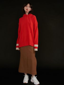 AEER Skirt H Line Banding Camel