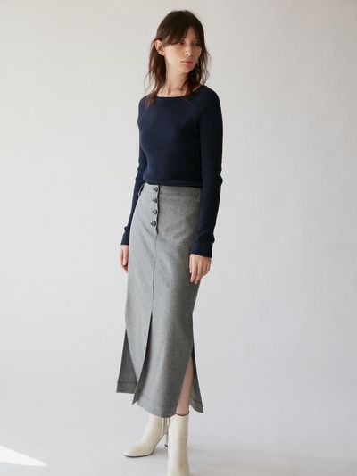 AEER Skirt H Line Banding Melange Ligtht Gray