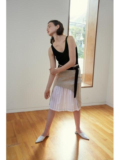 AEER Skirt Inner Pleats Linen Beige