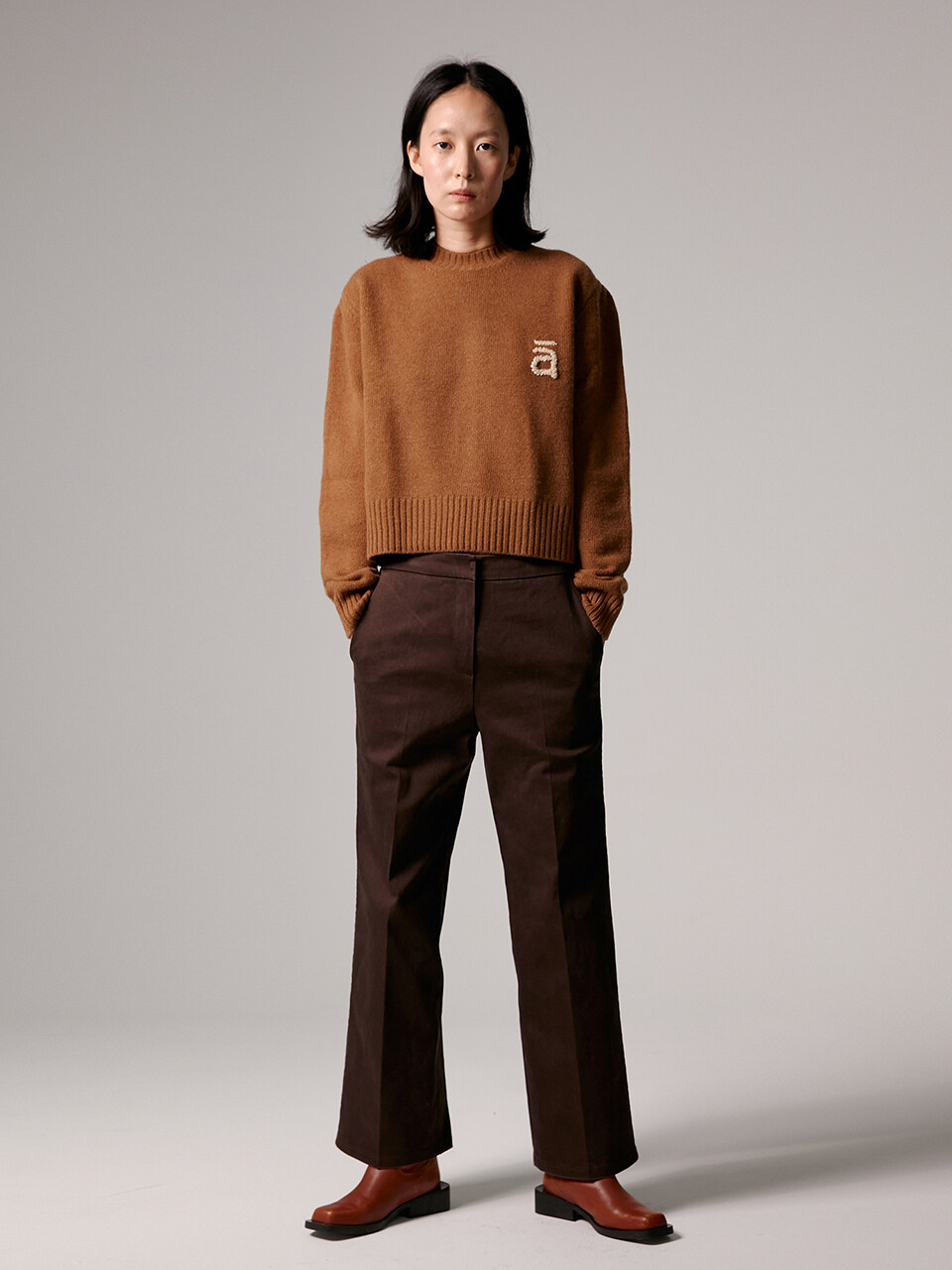 AEER Vintage Straight Denim Pants_Brown