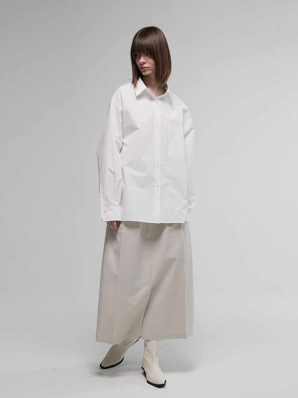 AEER Waist Tuck Skirt_Cloud Beige