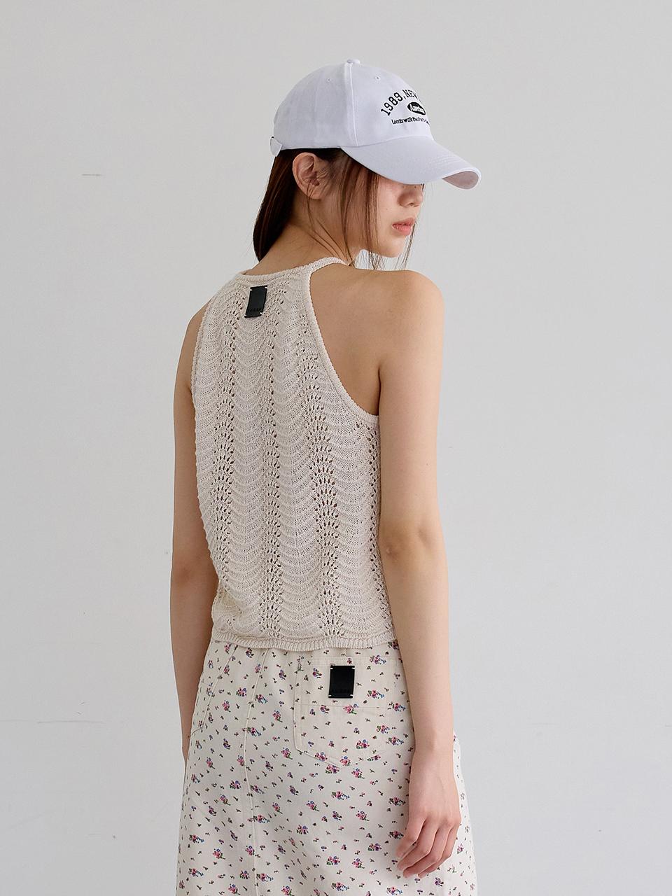 Aei&Rei AR_Crochet halterneck top_White