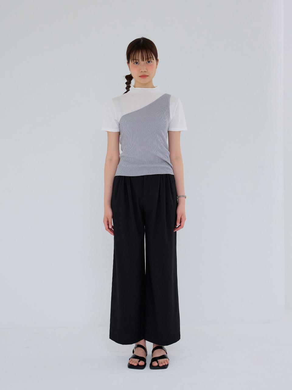 Aei&Rei AR_Double buckle loose pants_BLACK