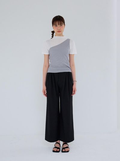 Aei&Rei AR_Double buckle loose pants_BLACK