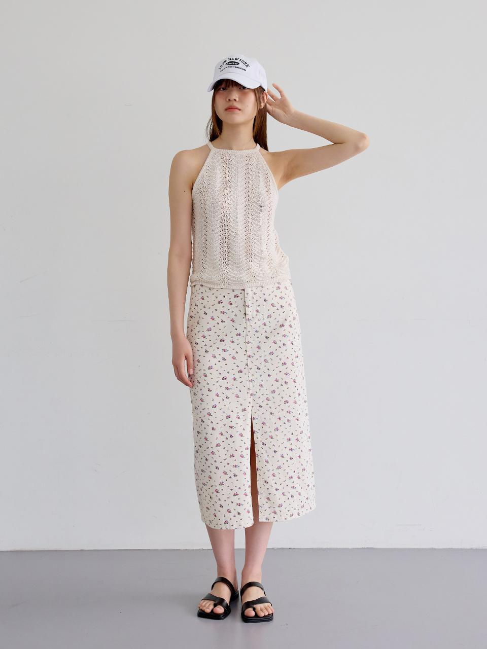 Aei&Rei AR_Front slit floral skirt