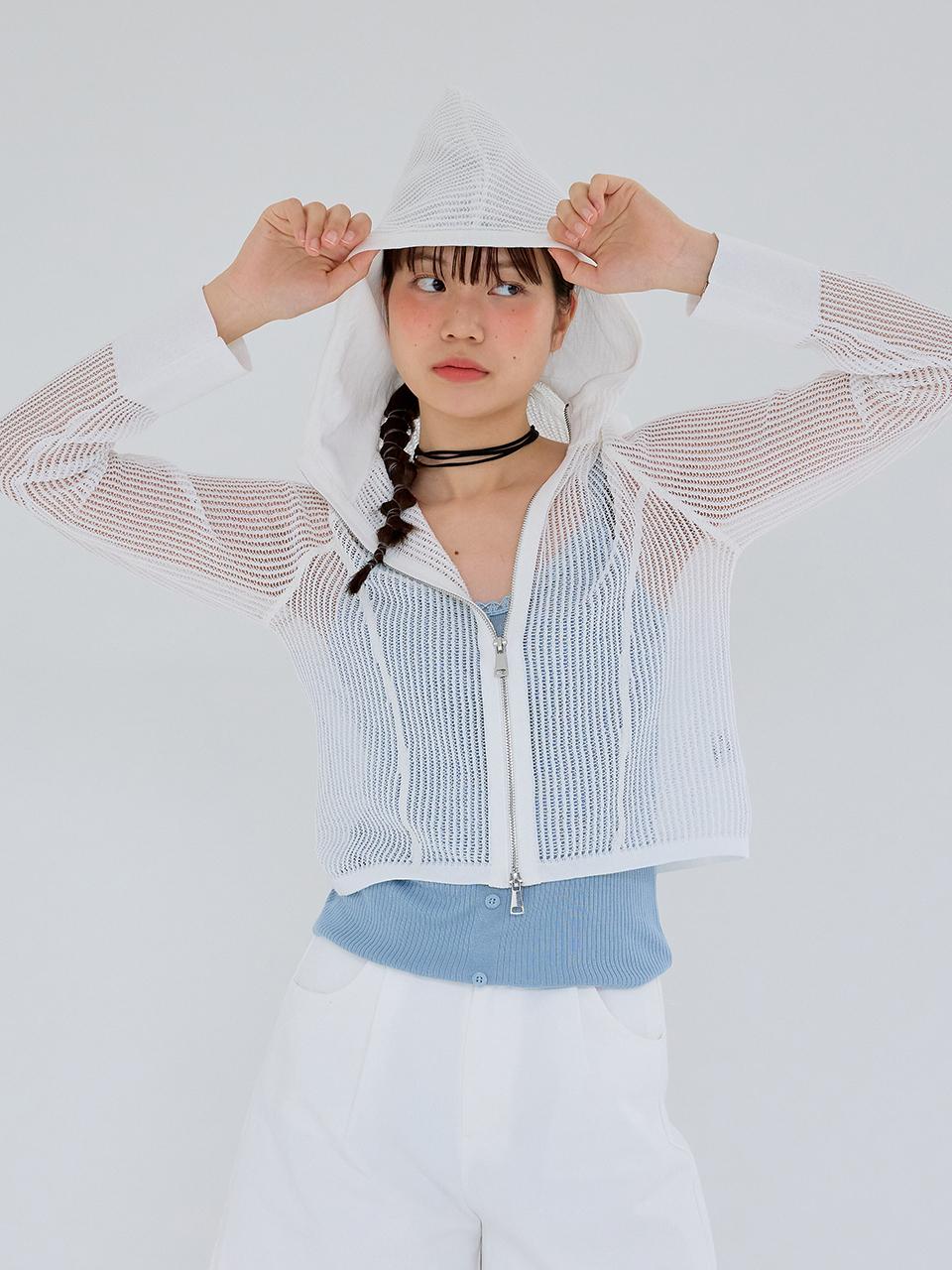 Aei&Rei AR_Sheer hooded jacket_WHITE
