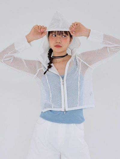 Aei&Rei AR_Sheer hooded jacket_WHITE
