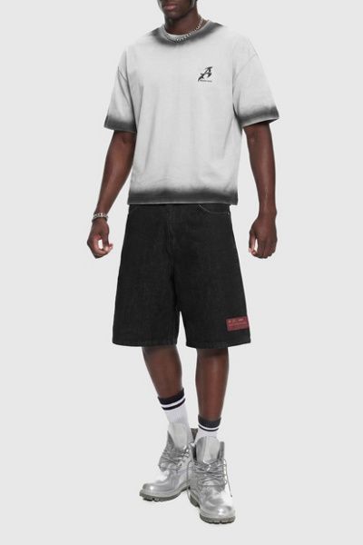 Aelfric Eden Aelfric Eden Boxy Spray Fade Star Tee in Grey, Men's at Urban Outfitters