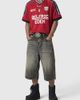 Aelfric Eden Aelfric Eden Boxy V-Neck Panel Jersey Tee in Red, Men's at Urban Outfitters - 1
