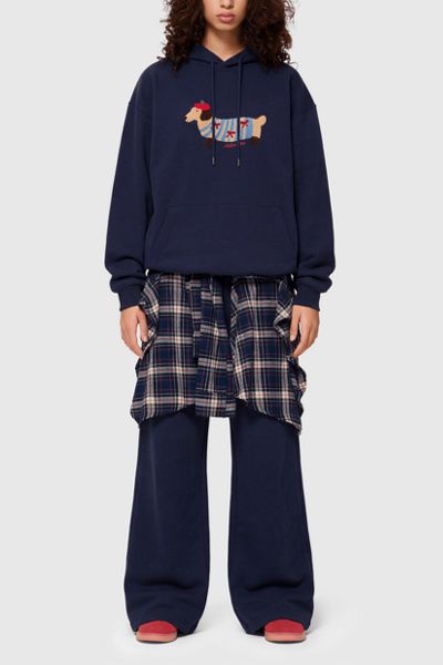 Aelfric Eden Aelfric Eden Cartoon Dachshund Hoodie in Blue, Women's at Urban Outfitters