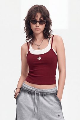 Aelfric Eden Aelfric Eden Contrast Layered Padded Cami Top in Red, Women's at Urban Outfitters