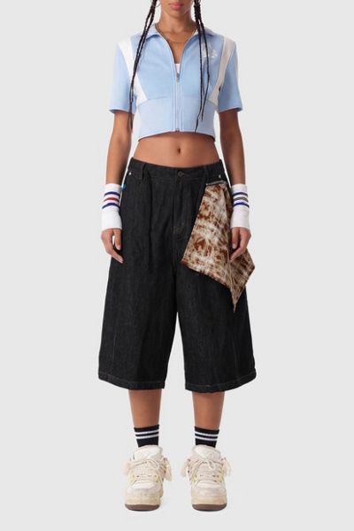 Aelfric Eden Aelfric Eden Detachable Kerchief Baggy Longline Jorts in Black, Women's at Urban Outfitters