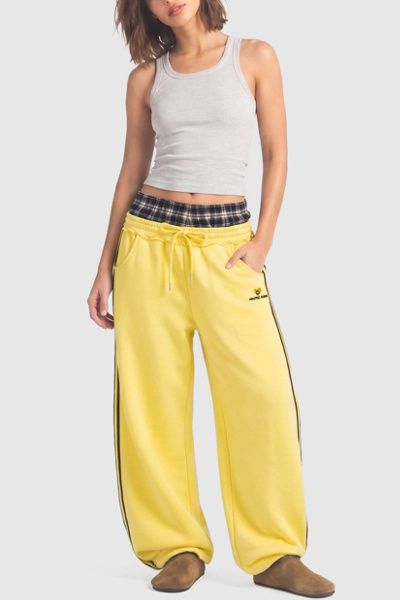 Aelfric Eden Aelfric Eden Double Waist Baggy Sweatpants in Yellow, Women's at Urban Outfitters