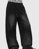 Aelfric Eden Aelfric Eden Leopard Double Waist Baggy Sweatpants in Black, Women's at Urban Outfitters - 1