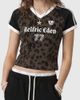 Aelfric Eden Aelfric Eden Leopard V-Neck Baby Tee in Black, Women's at Urban Outfitters - 1