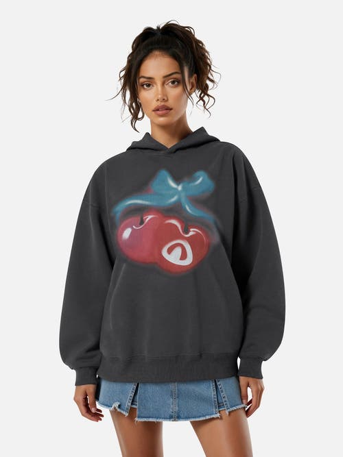 AELFRIC EDEN AELFRIC EDEN Oversized Cherry Pattern Pullover Hoodie