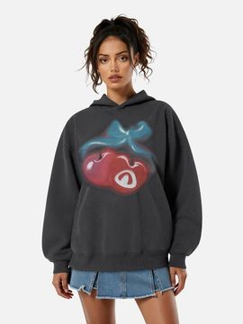 AELFRIC EDEN AELFRIC EDEN Oversized Cherry Pattern Pullover Hoodie
