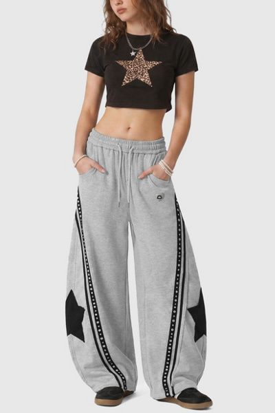 Aelfric Eden Aelfric Eden Panel Baggy Barrel Sweatpants in Grey, Women's at Urban Outfitters