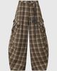 Aelfric Eden Aelfric Eden Plaid Baggy Barrel Pants in Brown at Urban Outfitters - 4
