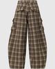 Aelfric Eden Aelfric Eden Plaid Baggy Barrel Pants in Brown at Urban Outfitters - 5