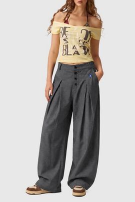 Aelfric Eden Aelfric Eden Pleated Baggy Barrel Pants in Grey, Women's at Urban Outfitters