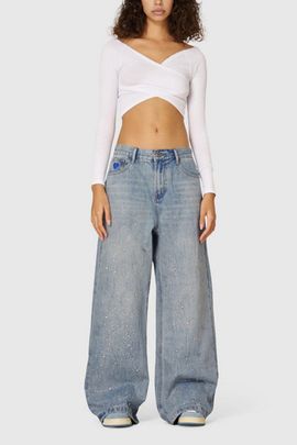 Aelfric Eden Aelfric Eden Rhinestone Baggy Jeans in Blue, Women's at Urban Outfitters