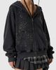 Aelfric Eden Aelfric Eden Rhinestone Boxy Zip Up V305 Hoodie in Black, Women's at Urban Outfitters - 1