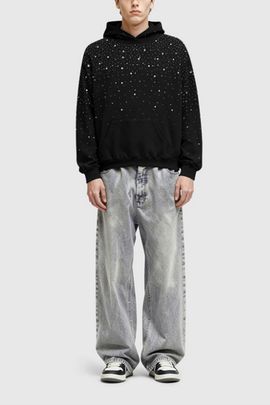 Aelfric Eden Aelfric Eden Rhinestone Pullover Hoodie in Black, Men's at Urban Outfitters